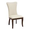 Modern Traditional Side Chairs Set of 2 Off-White Fabric Upholstered Back Seat Nailhead Trim Dark Cherry Finish Wooden Dining Furniture