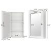 Single Door Mirror Indoor Bathroom Wall Mounted Cabinet Shelf White