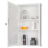 Single Door Mirror Indoor Bathroom Wall Mounted Cabinet Shelf White