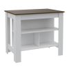 Rockaway 3-Shelf Kitchen Island White and Walnut