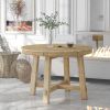 TREXM Farmhouse Round Extendable Dining Table with 16" Leaf Wood Kitchen Table (Natural Wood Wash)