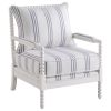 White and Navy Upholstered Stripe Accent Chair