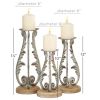 DecMode 3 Candle Silver Metal Candle Holder, Set of 3