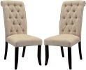 Dining Room Furniture Contemporary Rustic Style Beige Fabric Upholstered Tufted Set of 2 Chairs Kitchen Breakfast