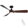 52 in. Outdoor&Indoor 3 Blades Walnut Wood Ceiling Fan with Light and DC Reversible Motor, Remote Control included