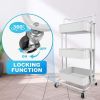 Rolling Cart with Wheels Bath Cart Organizer Cart Rolling Metal Tissue Cart Handle - White