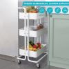 Rolling Cart with Wheels Bath Cart Organizer Cart Rolling Metal Tissue Cart Handle - White