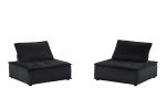 Anna 40" Black Velvet Set of 2 Armless Lounge Chair