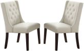 Modern Faux Leather White Tufted Set of 2 Chairs Dining Seat Chair