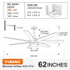 YUHAO 62 in. Indoor Brushed Nickel Farmhouse Smart Ceiling Fan with Integrated LED and Remote Control by Tuya App