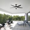 56 in. Outdoor/Indoor Matte Black integrated LED Ceiling Fan with Remote Control, DC Motor