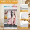 Kids Costume Organizer, Costume Rack, Kids Armoire, Open Hanging Armoire Closet with Mirror-WHITE