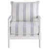 White and Navy Upholstered Stripe Accent Chair