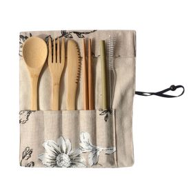 Portable Bamboo Tableware 6-Piece Set (Option: E)