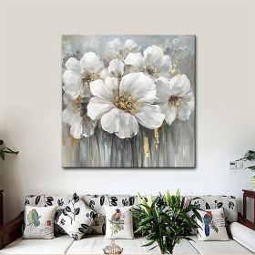 Hand Painted Oil Paintings Hand Painted Square Floral / Botanical Pop Art Living Room Hallway Bedroom Luxurious Decorative Painting (size: 70x70cm)