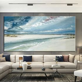 Hand Painted Oil Paintings Abstract Seascape Painting Beach Ocean  Living Room Hallway Luxurious Decorative Painting (size: 100x150)