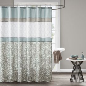 Printed and Embroidered Shower Curtain (Color: as Pic)