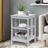 Set of 2 Multifunctional 3-Tier Nightstand Sofa Side Table with Reinforced Bars and Stable Structure