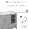 36" Bathroom Vanity with Ceramic Basin;  Bathroom Storage Cabinet with Two Doors and Drawers;  Solid Frame;  Metal Handles