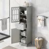 Tall Bathroom Cabinet;  Freestanding Storage Cabinet with Drawer and Doors;  MDF Board;  Acrylic Door;  Adjustable Shelf