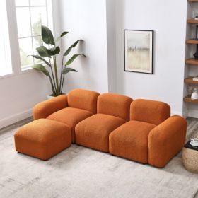 L-Shape Modular Sectional Sofa,DIY Combination,Teddy Fabric (Color: Orange)