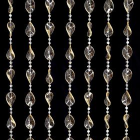 Crystal Beaded Curtain Acrylic Hanging Door Beads String Curtain for Doorway Party Wedding Decor 35.5 x 79 Inces (Style: Crystal Gold Leaves)