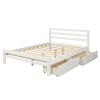 Wood platform bed with two drawers, full