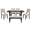 6-Piece Dining Table and Chair Set with Special-shaped Legs and Foam-covered Seat Backs&Cushions for Dining Room