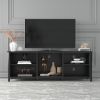 WESOME TV Stand Storage Media Console Entertainment Center; Tradition Black