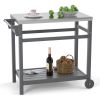 Outdoor Prep Cart Dining Table for Pizza Oven;  Patio Grilling Backyard BBQ Grill Cart