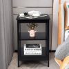 Set of 2 Multifunctional 3-Tier Nightstand Sofa Side Table with Reinforced Bars and Stable Structure