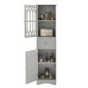 Tall Bathroom Cabinet;  Freestanding Storage Cabinet with Drawer and Doors;  MDF Board;  Acrylic Door;  Adjustable Shelf