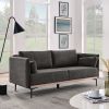 Modern Sofa 3-Seat Couch with Stainless Steel Trim and Metal Legs for Living Room