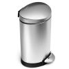 6L Stainless Steel Semi-Round Step Trash Can