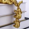 Golden Resin Elephant Sculpture Collectible Figurines Animal Ornaments Cute Bling Elephant Book Decor Presents Antique Gifts