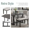 6-Piece Dining Table and Chair Set with Special-shaped Legs and Foam-covered Seat Backs&Cushions for Dining Room