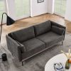 Modern Sofa 3-Seat Couch with Stainless Steel Trim and Metal Legs for Living Room