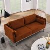 Modern Sofa 3-Seat Couch with Stainless Steel Trim and Metal Legs for Living Room