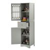 Tall Bathroom Cabinet;  Freestanding Storage Cabinet with Drawer and Doors;  MDF Board;  Acrylic Door;  Adjustable Shelf