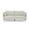 Modern Sofa 3-Seat Couch with Stainless Steel Trim and Metal Legs for Living Room