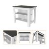 Caledon 2 Piece Kitchen Set, Kitchen Island + Upper Wall Cabinet , White /Walnut