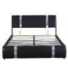 Queen Size Upholstered Faux Leather Platform bed with a Hydraulic Storage System