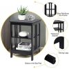 Set of 2 Multifunctional 3-Tier Nightstand Sofa Side Table with Reinforced Bars and Stable Structure