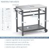 Outdoor Prep Cart Dining Table for Pizza Oven;  Patio Grilling Backyard BBQ Grill Cart