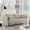 Modern Sofa 3-Seat Couch with Stainless Steel Trim and Metal Legs for Living Room