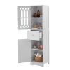 Tall Bathroom Cabinet;  Freestanding Storage Cabinet with Drawer and Doors;  MDF Board;  Acrylic Door;  Adjustable Shelf