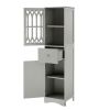 Tall Bathroom Cabinet;  Freestanding Storage Cabinet with Drawer and Doors;  MDF Board;  Acrylic Door;  Adjustable Shelf